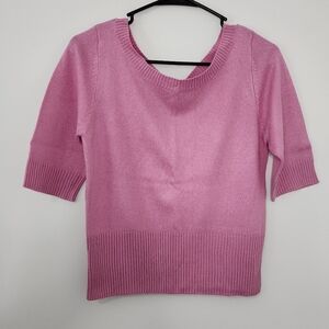 Hillard & Hanson Pink Silk Cashmere Mid Sleeve Sweater Top Size Small EUC